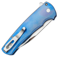 Load image into Gallery viewer, ProTech Malibu Custom Mike Irie Hand Ground Mirrow Polished Wharncliffe Blue 3D Machined Titanium Handle
